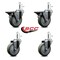 Service Caster 4'' Gray Poly Wheel Swivel 7/16'' Grip Ring Stem Caster Set 2 Brakes, 4PK SCC-GR20S414-PPUB-PLB-716138-2-S-2 - alternate 2